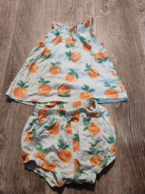 Joe Fresh White Baby Tank & Shorts Set with Orange Peach Print